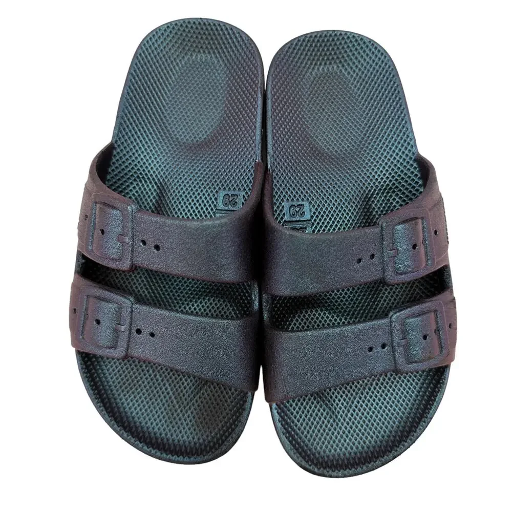 Freedom Moses Kids Toddler Sz 28/29 Blue Adjustable Double Buckle Slide Sandals